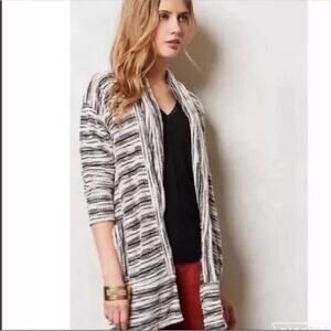Anthropologie Dolan Black and White Open Front Sweater Cardigan, EUC, Small
